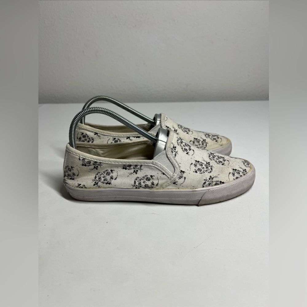 Women' American Eagle Sneakers 7 Casual Flats Canvas Skull Slip On Model #3351